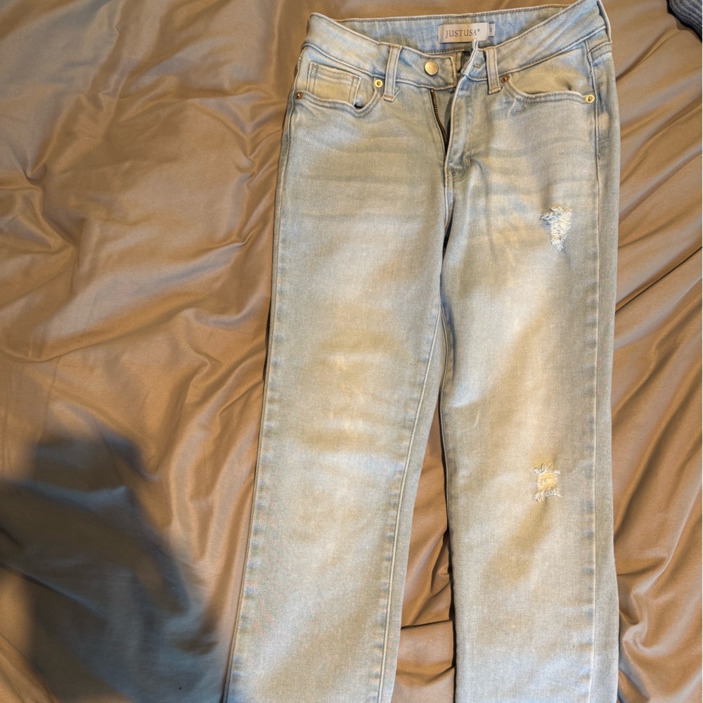 Just USA Light Blue Distressed Women Jeans